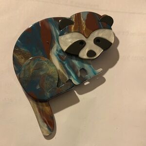 Colorful Acrylic Raccoon Brooch